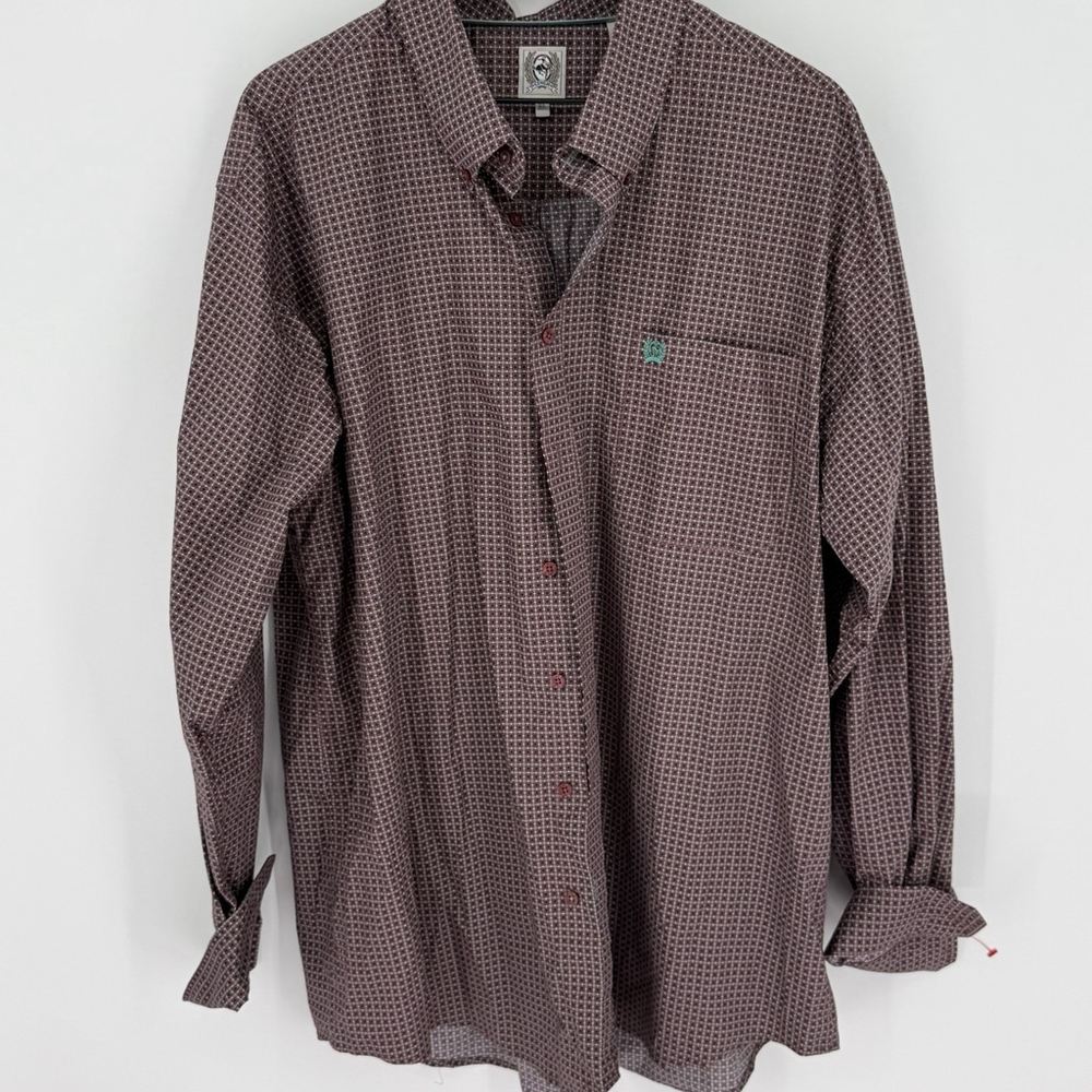 Cinch Geometric Print Men’s Long Sleeve Shirt Size XL